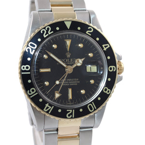 Rolex GMT-Master 1675 Jubilee Two-Tone NIPPLE Gold Steel Black Oyster Watch Box
