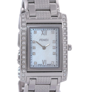 MINT Ladies Fendi Flip MOP Diamond Steel 004-7600M-411 27mm Quartz Watch
