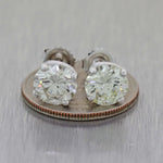 GIA 5.02ctw Diamond Ladies 14k White Gold 9mm Modern Stud Earrings