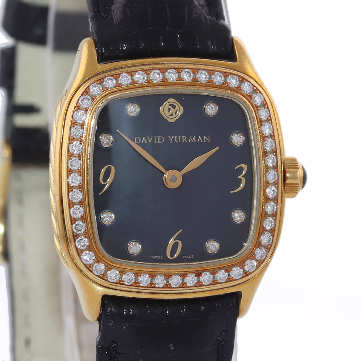 Ladies David Yurman Thoroughbred 18k Solid Gold Black Diamond Watch T304-XS88