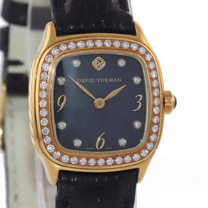 Ladies David Yurman Thoroughbred 18k Solid Gold Black Diamond Watch T304-XS88