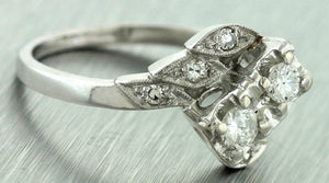 Ladies Vintage Estate 14K White Gold 0.45ctw Diamond Engagement Ring EGL USA