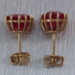 Vintage Esate 10k Yellow Gold 3ctw Red Stone Earrings