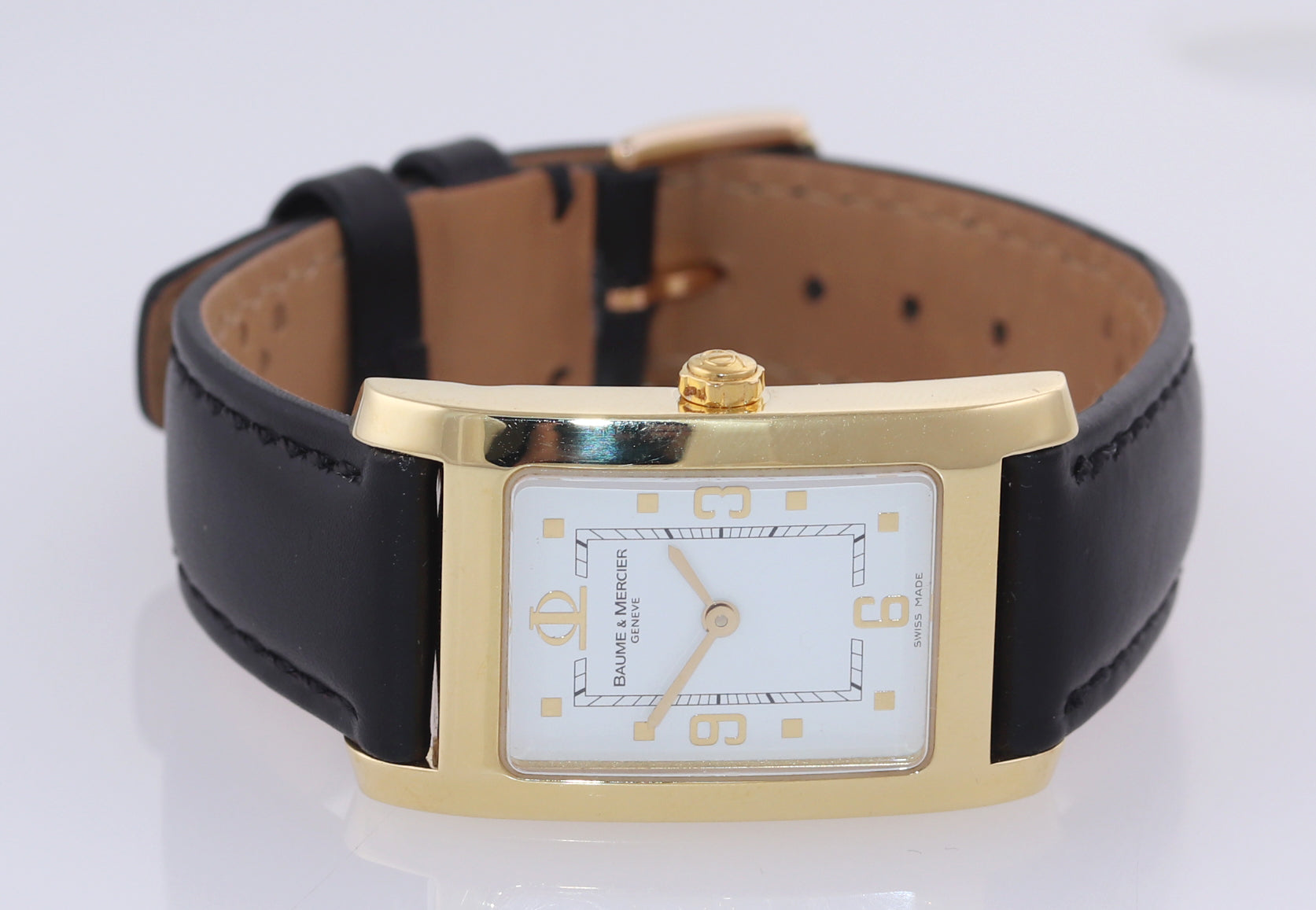 MINT Baume & Mercier Hampton 750 18K Yellow Gold 24x31mm Quartz Watch 65479