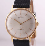 Vintage Zenith Solid 18k Yellow Gold 34mm Manual Wind Silver Stick Watch