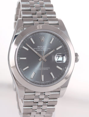 2018 PAPERS Rolex DateJust 41 Steel 126300 Rhodium Grey Jubilee Band Watch Box