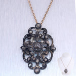 1860's Antique Victorian Silver & 14k Yellow Gold Diamond 24" Necklace