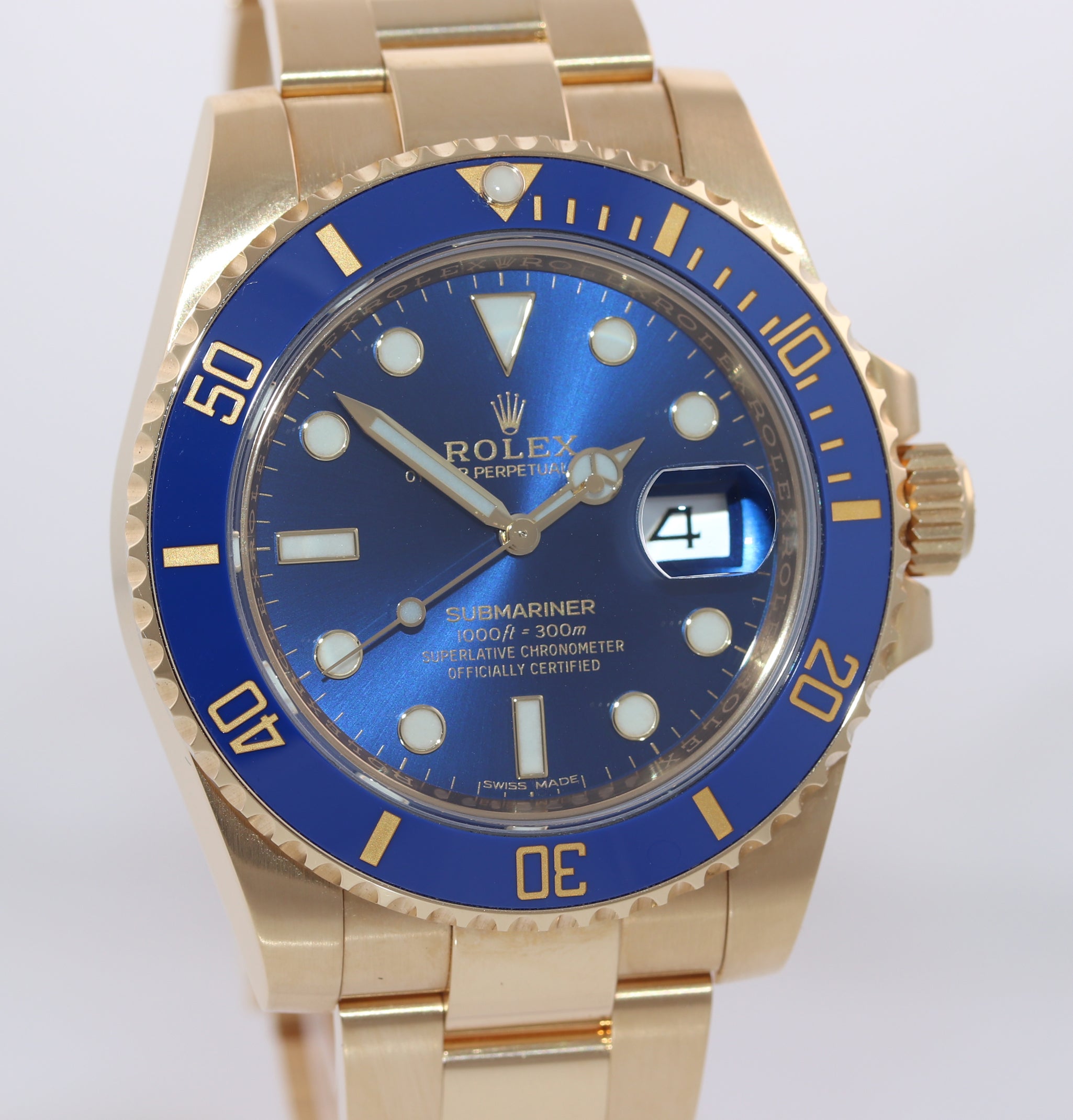 PAPERS 2016 Rolex Submariner Sunburst Blue 116618 Ceramic Yellow Gold Watch Box