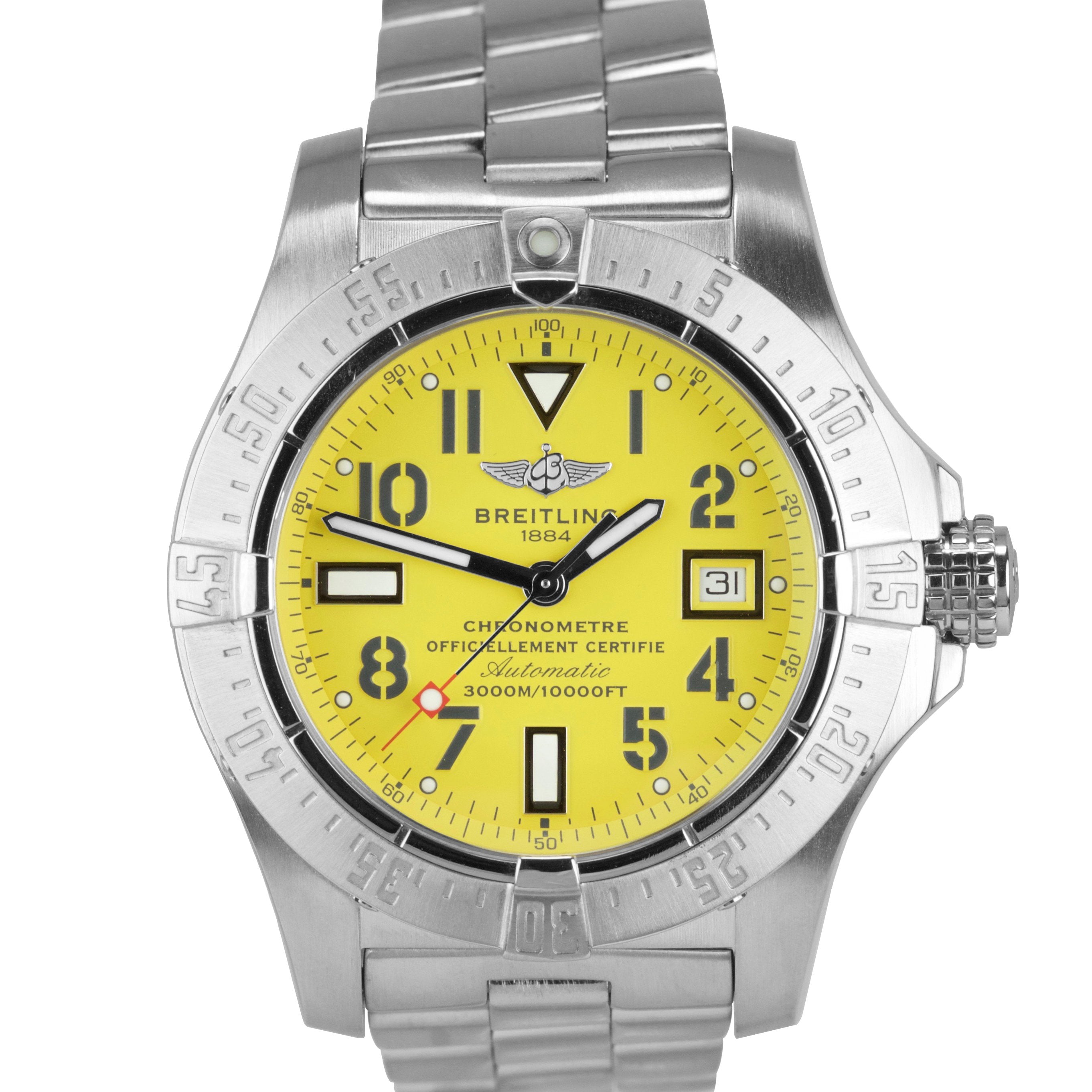 Breitling Avenger Seawolf Yellow 45mm Automatic Stainless Date Watch A