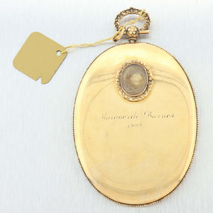 1899s Antique Victorian 14k Gold Hand Painted Porcelain Necklace Pendant B9