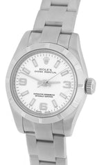 2008 ENGRAVED Ladies Rolex Oyster Perpetual 176210 White 26mm Oyster Watch