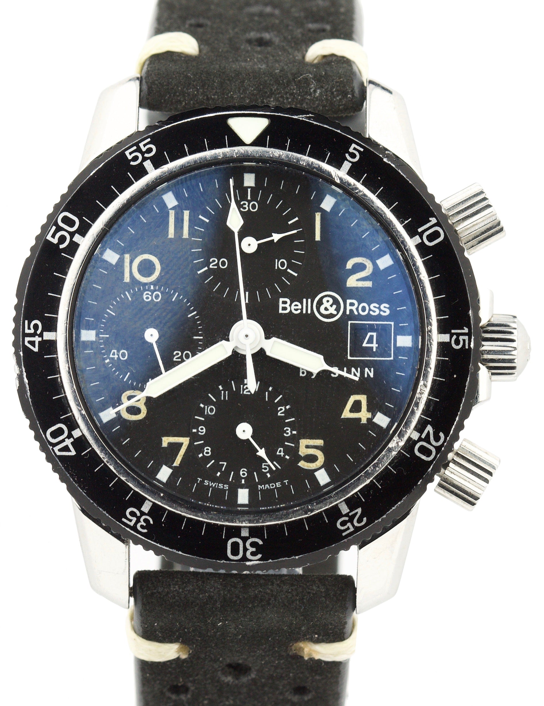 1990s Bell & Ross by Sinn Chronograph Black Stainless Date Function 40