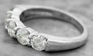 $3,850 Vintage Estate 14K White Gold 1.48ctw Diamond Eternity Wedding Band Ring