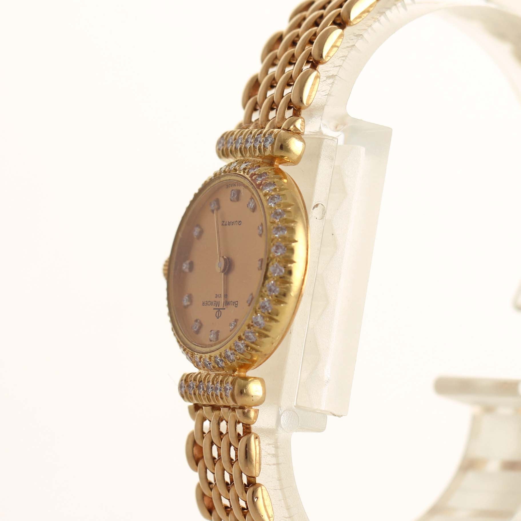 Ladies Baume & Mercier 18k Yellow Gold 20mm Diamond 16682 9 Quartz Dress Watch