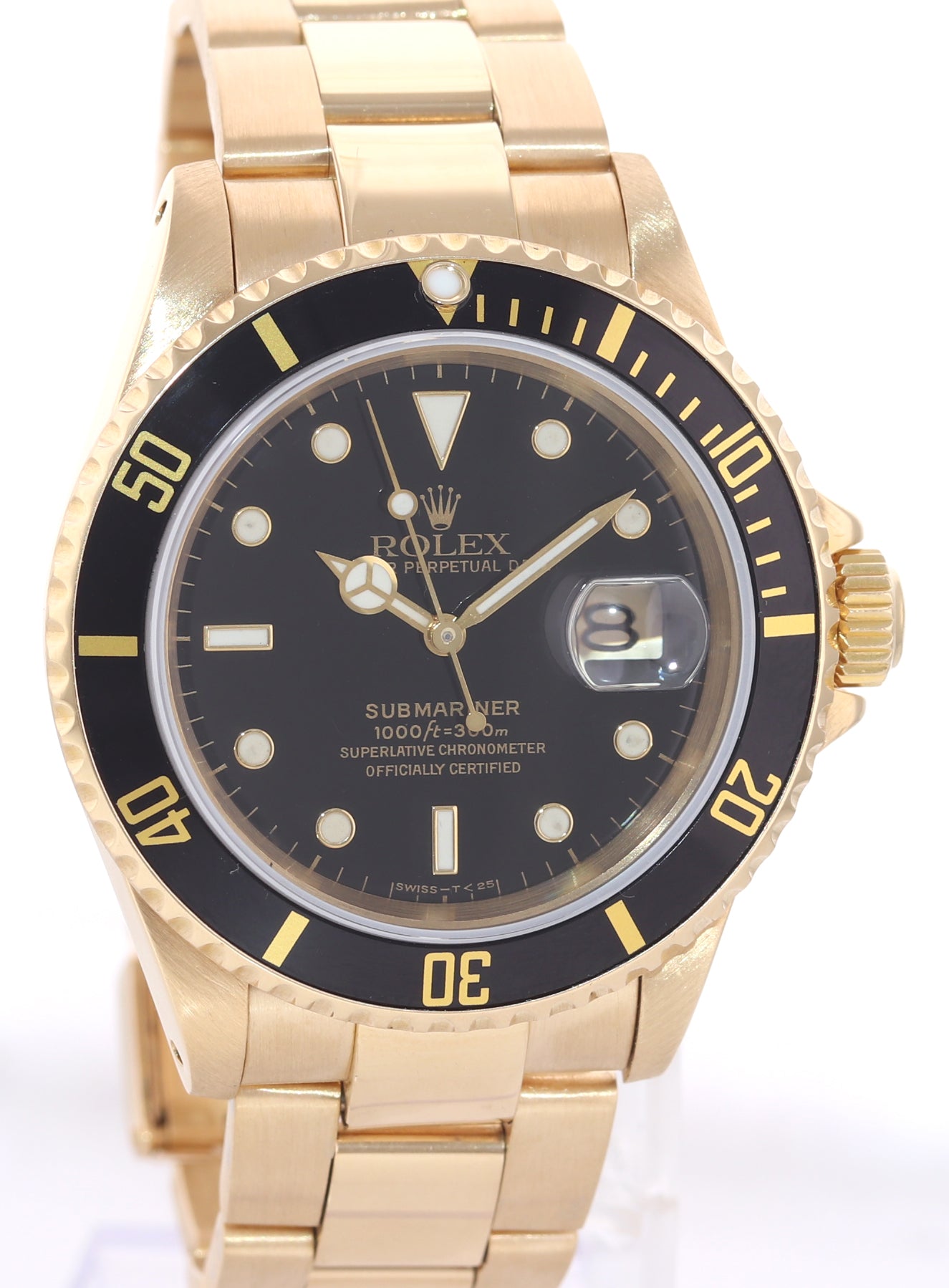 Rolex Submariner Date 16618 18k Yellow Gold Black Dial 40mm Oyster Watch Box