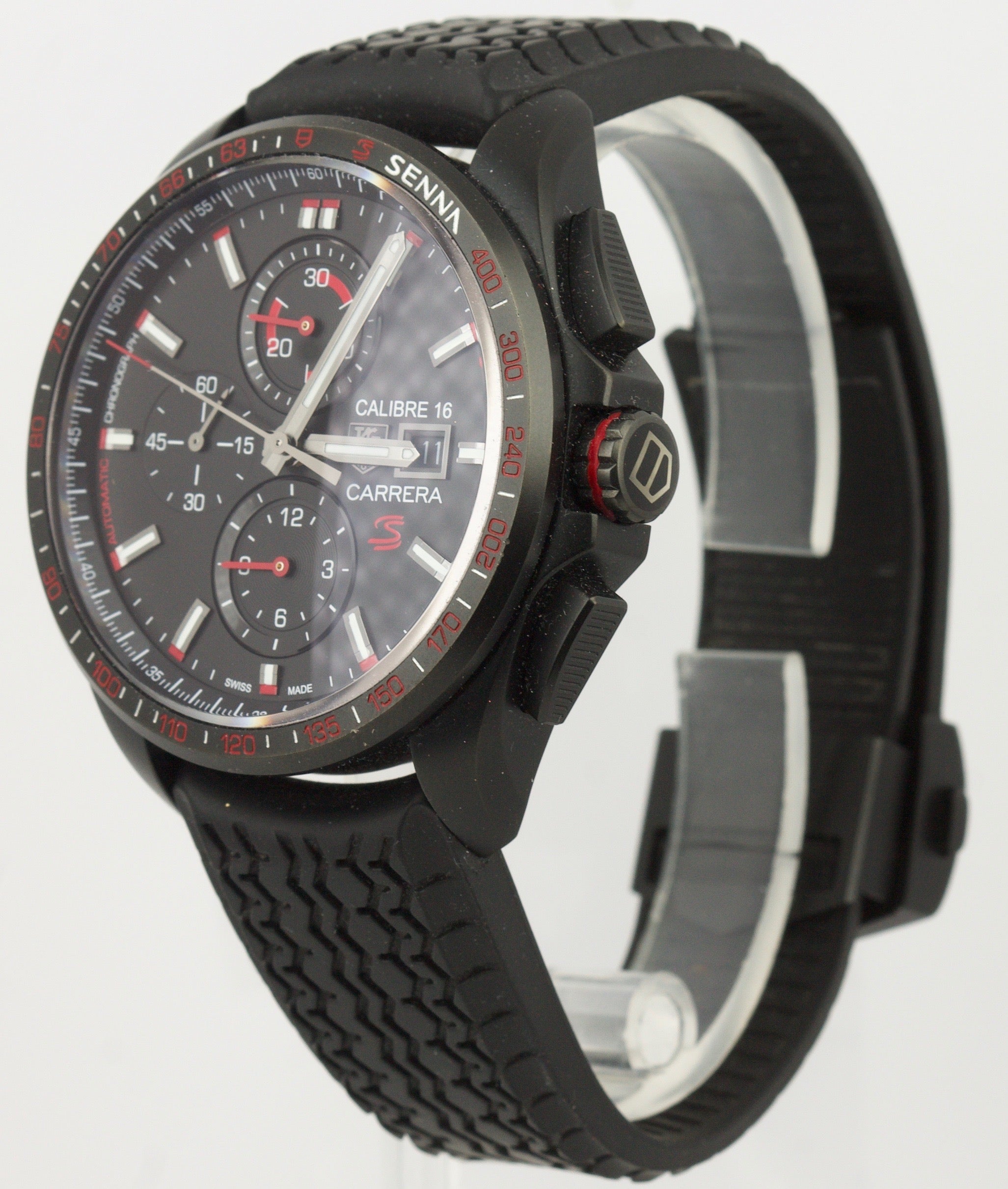 Men's Tag Heuer Ayrtron Chrono Senna Edition CBB2080 43mm Black Titanium Watch