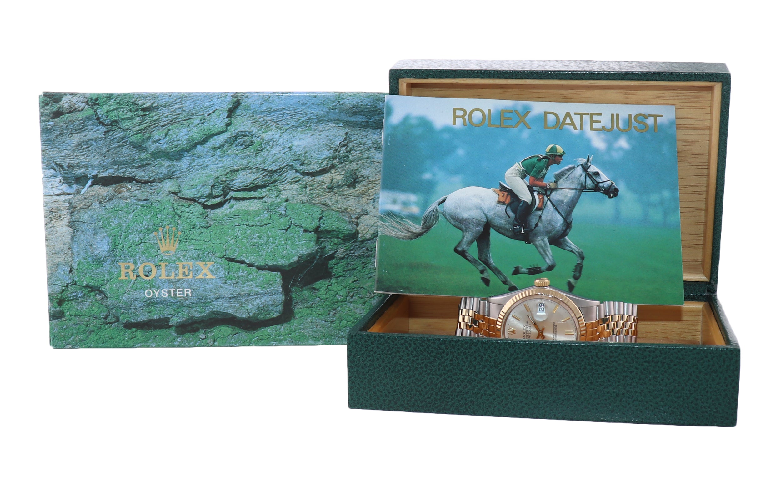 Rolex DateJust 16013 Two-Tone 18k Gold Steel Jubilee Silver Dial Watch Box