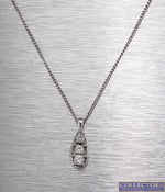 Ladies 14K White Gold 0.23ctw Graduated Diamond Tear Drop Pendant Necklace