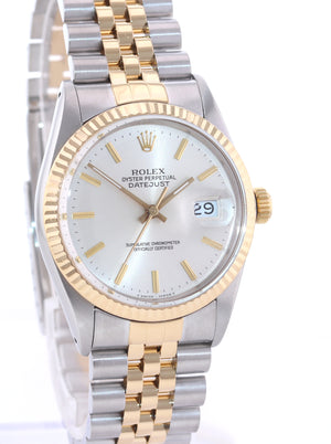 Rolex DateJust 16013 Two-Tone 18k Gold Steel Jubilee Silver Dial Watch Box