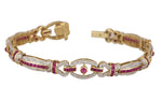 Women's 14K Two-Tone Gold 0.80ctw Diamond & Ruby 7.00" Tennis Bracelet