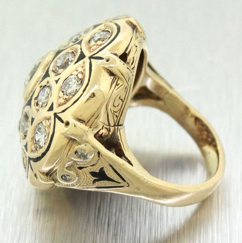 1920s Antique Art Deco 14k Solid Yellow Gold 3.00ctw Diamond Cocktail Ring