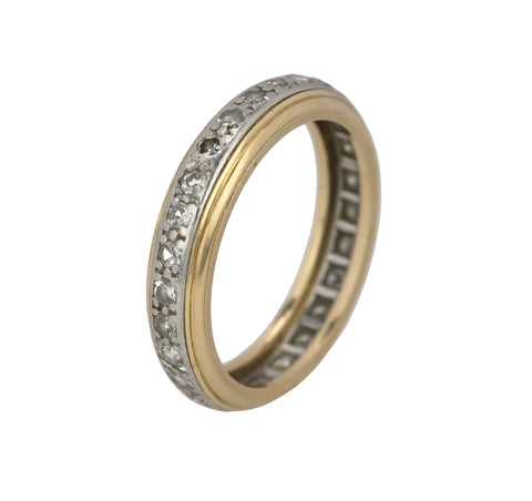Women's Estate 14K Two-Tone Gold 0.81ctw Diamond 4mm Eternity Wedding Band Ring