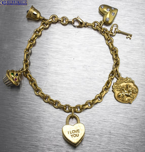 Ladies Vintage Estate Tiffany & Co. 18K 750 Yellow Gold Multi Charm Bracelet
