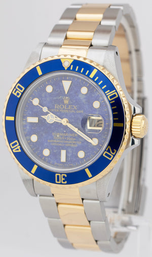 Rolex Submariner LAPIS BLUE Dial Two-Tone 18K Yellow Gold 40mm Steel Watch 16613
