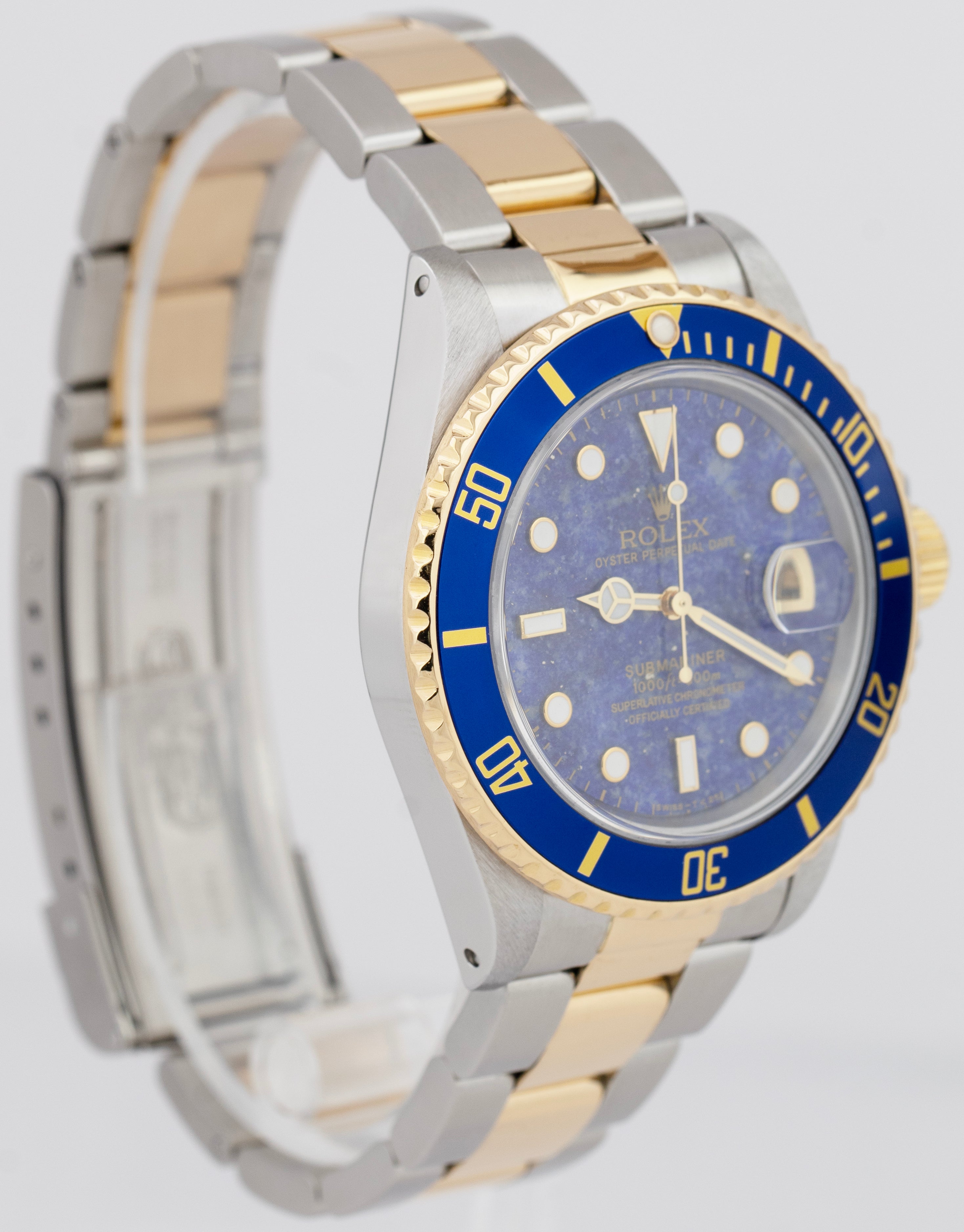 Rolex Submariner LAPIS BLUE Dial Two-Tone 18K Yellow Gold 40mm Steel Watch 16613