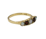 1880s Antique Victorian 9CT Yellow Gold 0.29ctw Opal Garnet Gemstone Ring