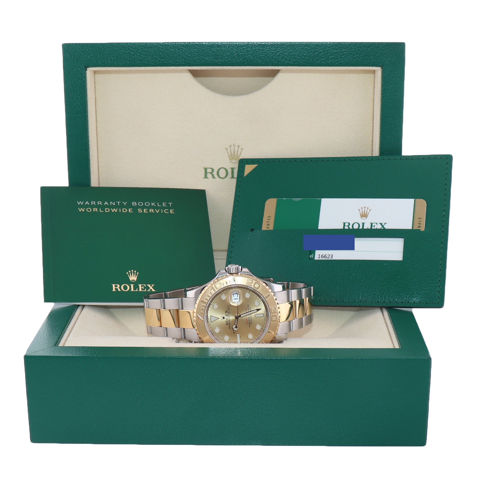 2015 PAPERS Rolex Yacht-Master Dark Mother of Pearl Two Tone 16623 Watch Box