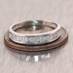 Vintage Estate 14k White Gold 0.50ctw Baguette Diamond Wedding Band Ring