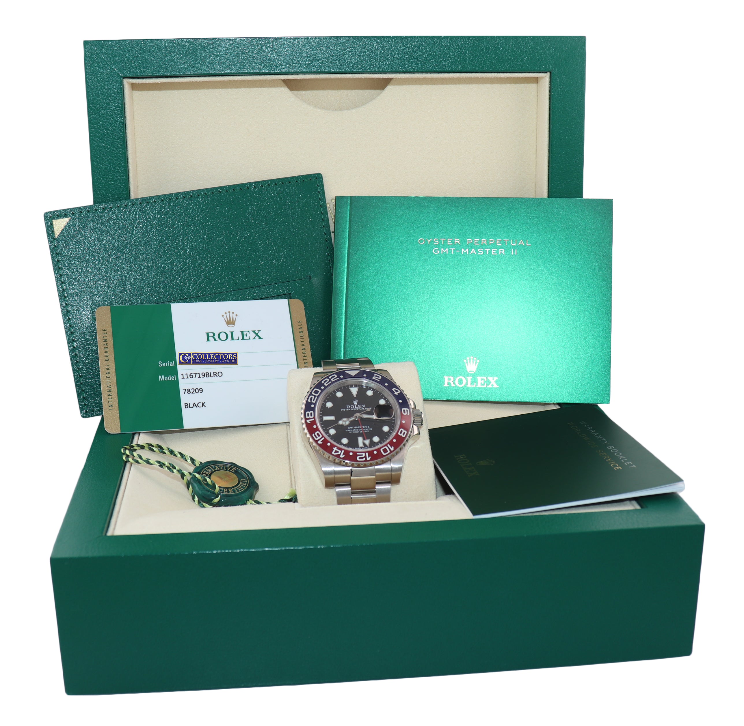 NEW 2019 PAPERS Rolex GMT-Master II Pepsi 18K White Gold 116719 BLRO Watch