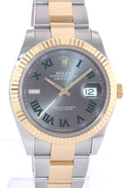 2021 PAPERS Rolex DateJust 41 126333 Two Tone Gold Wimbledon Grey Watch Box