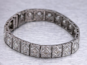 Stunning Ladies Art Deco Platinum 7.76ctw Diamond 7.00" Bracelet