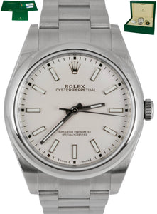 MINT 2019 Rolex Oyster Perpetual 39mm White Stainless Steel 114300 B+P Watch