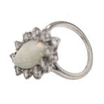 Stunning Ladies Vintage Estate 18K White Gold 3 CTW Opal Diamond Cocktail Ring