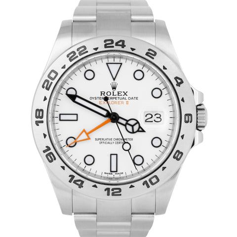 MINT 2019 Rolex Explorer II PAPERS 42mm 216570 White Orange Steel GMT Watch B+P