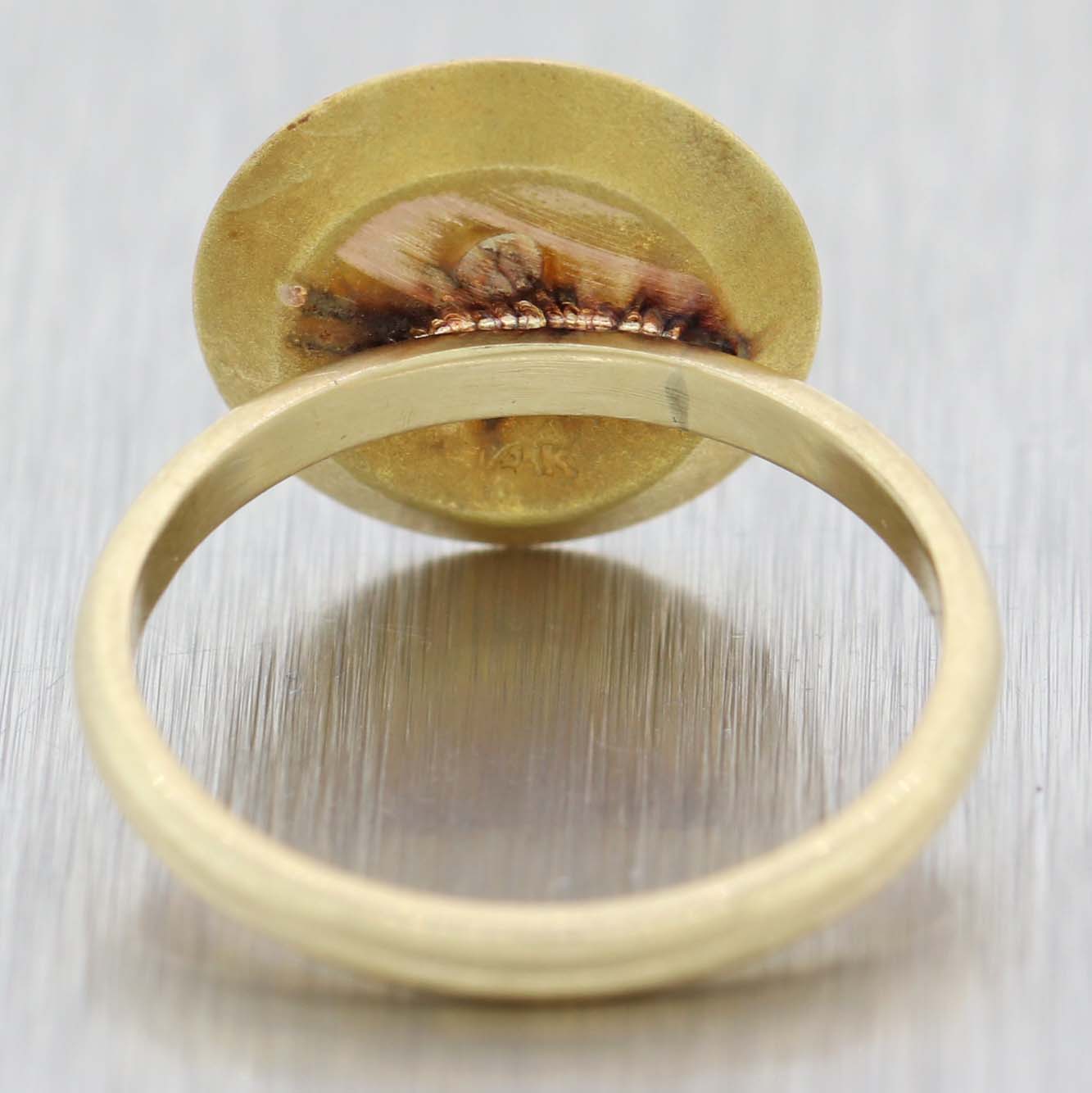 1890s Antique Victorian Alaska 14K Yellow Gold Panning Souvenir Ring
