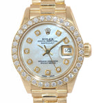 DIAMONDS Ladies Rolex DateJust President 26mm MOP 6917 18k Yellow Gold Watch 