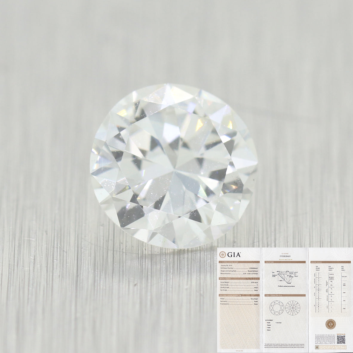 0.99ct GIA Round Shape Brilliant Cut F VVS2 Natural Modern Loose Diamond