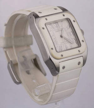 Cartier Santos 100 Midsize 33mm Automatic W20122U2 2878 Steel White Roman Watch