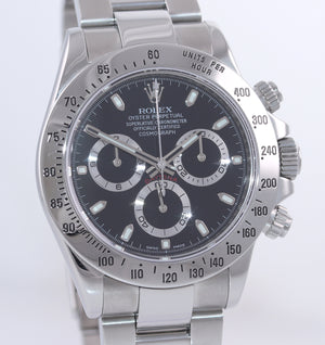 2014 PAPERS Rolex Daytona Cosmograph 116520 Black Steel 40mm Chrono Watch Box