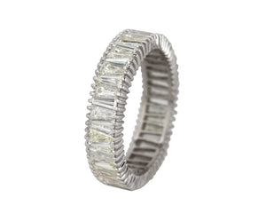 Platinum 3.52ctw Tapered Baguette Cut I-J VS1-SI1 6mm Eternity Wedding Band Ring