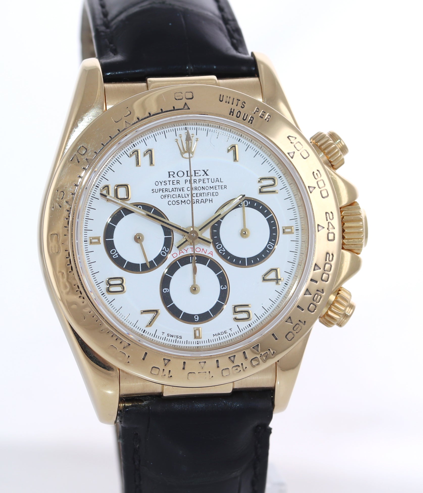 Rolex Daytona Zenith 16518 White Dial 18k Yellow Gold 40mm Leather Watch Box