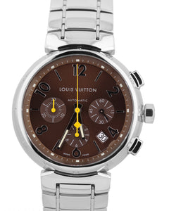 Pre-owned Louis Vuitton Tambour Chronograph Automatic Brown Dial Men's  Watch Q1121