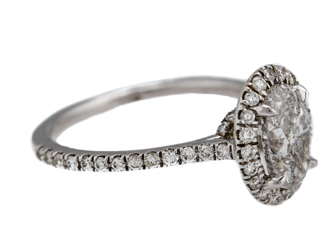 Ladies Estate 14K White Gold 1.90ctw Oval Brilliant Diamond Engagement Ring EGL