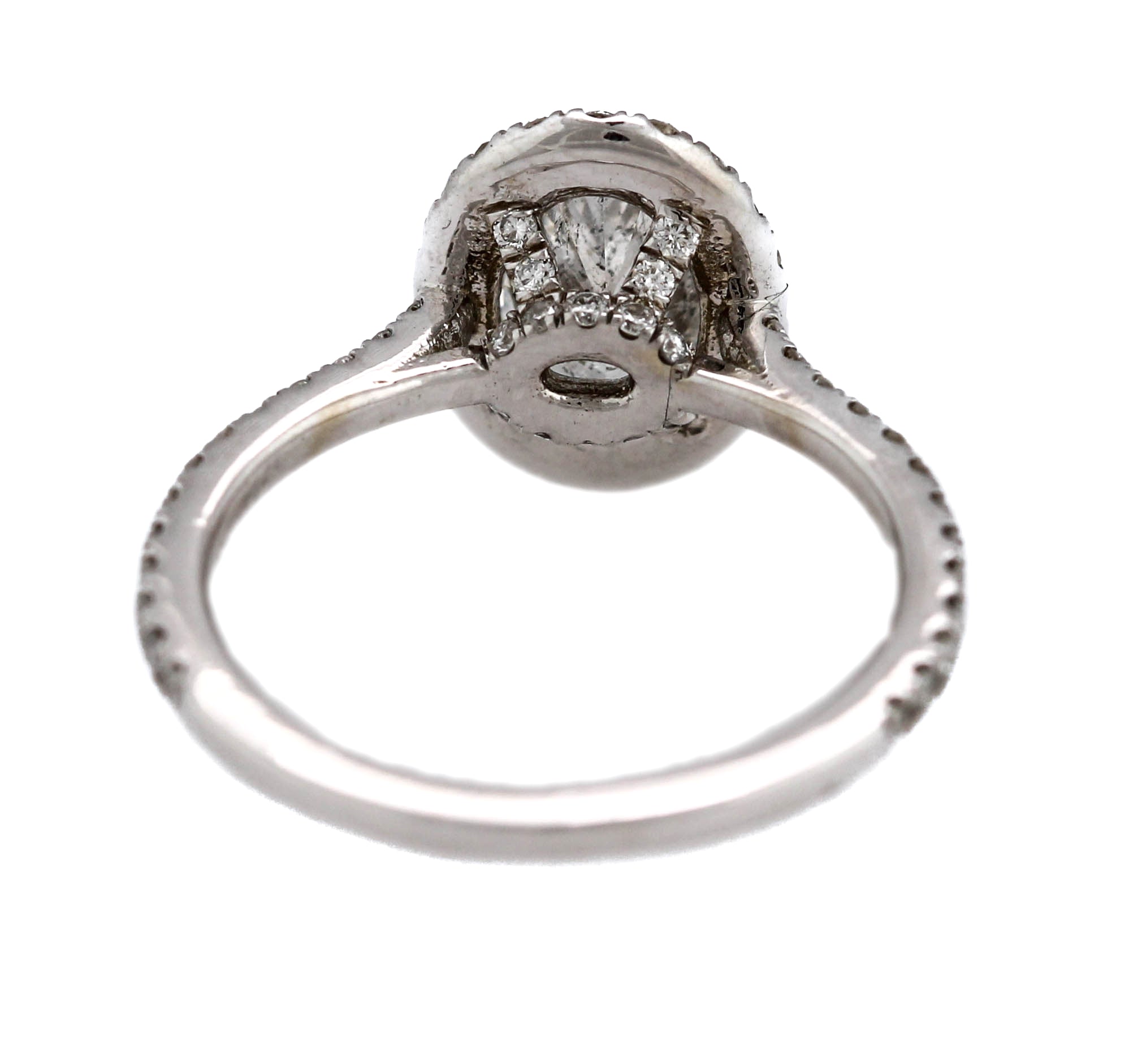 Ladies Vintage 14K White Gold 1.47ct Oval Brilliant Diamond Engagement Ring EGL