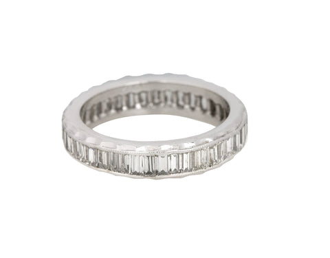 Women's 14K White Gold 0.92ctw Baguette Emerald Cut Diamond Eternity Band Ring