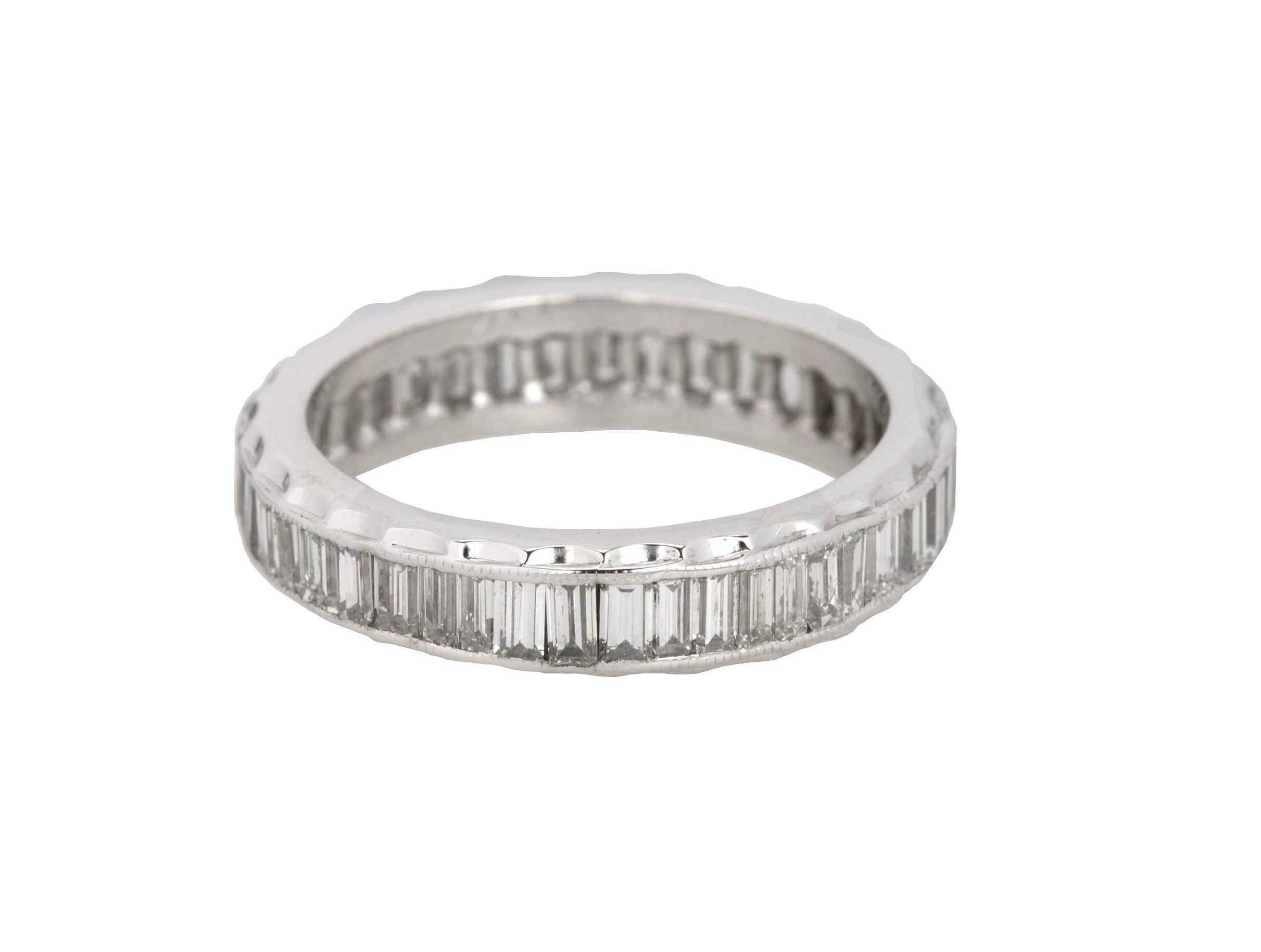 Women's 14K White Gold 0.92ctw Baguette Emerald Cut Diamond Eternity Band Ring